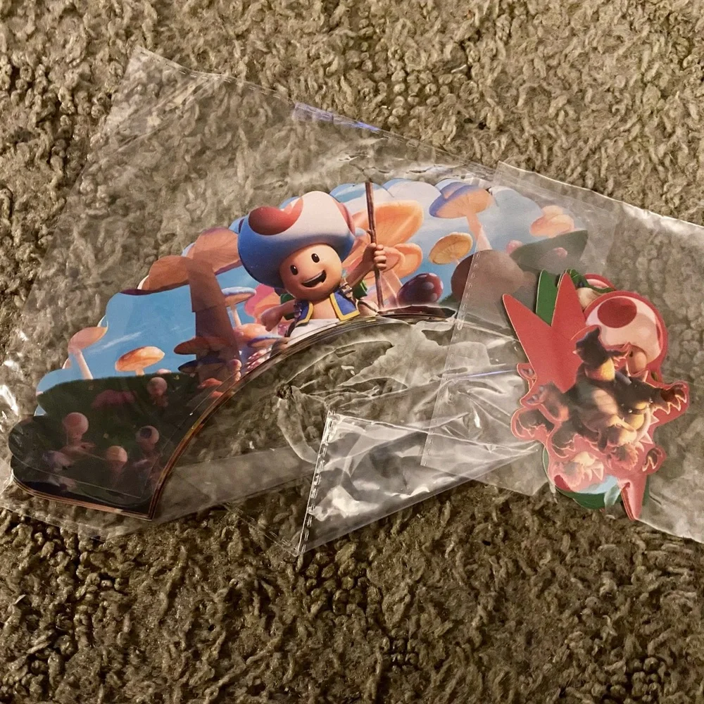 Super Mario Themed Party trays and cupcake covers and toppers